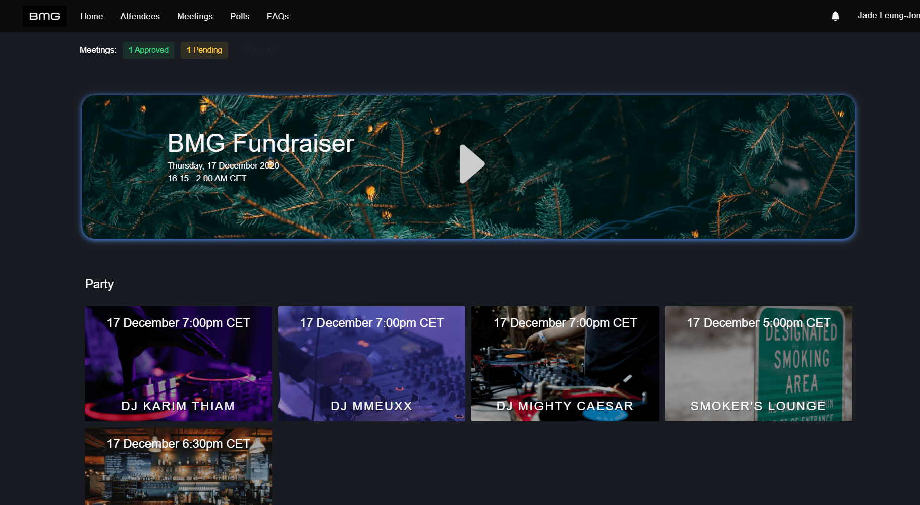 BMG event homepage