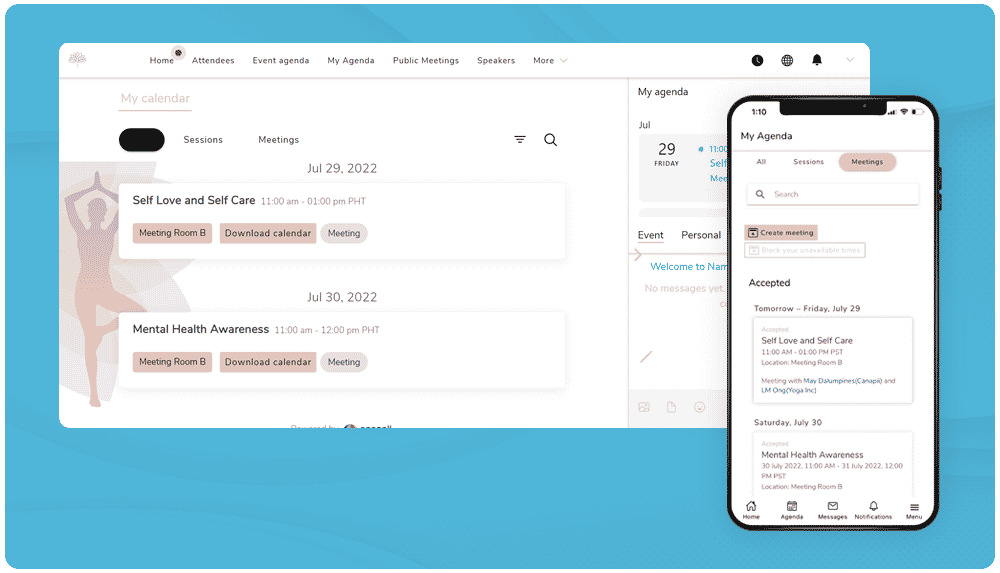 Canapii platform showing networking meetings between attendees