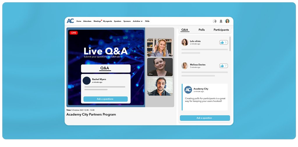 Attendees engaging with live polls and Q&A during an online event