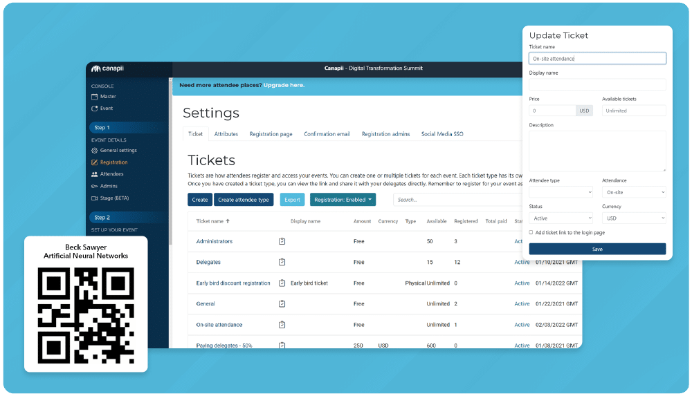 Canapii event management platform features shown across devices