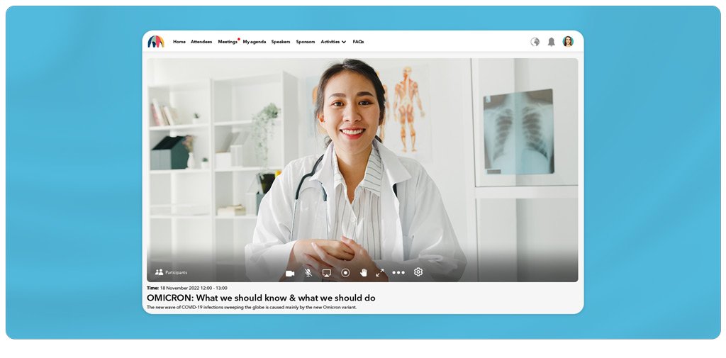 Presenter hosting a webinar for an online audience