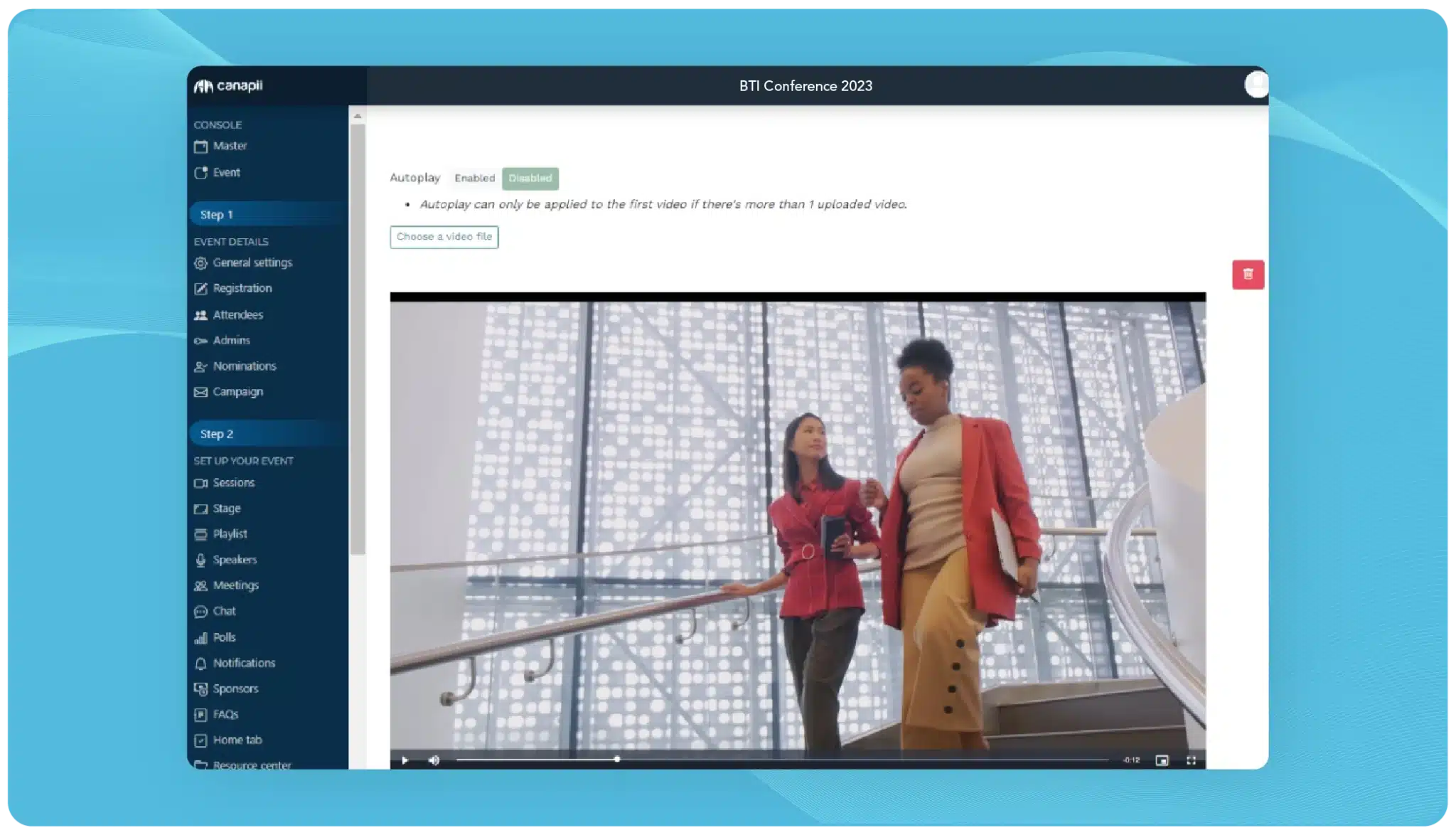 Video highlights embedded on an event landing page