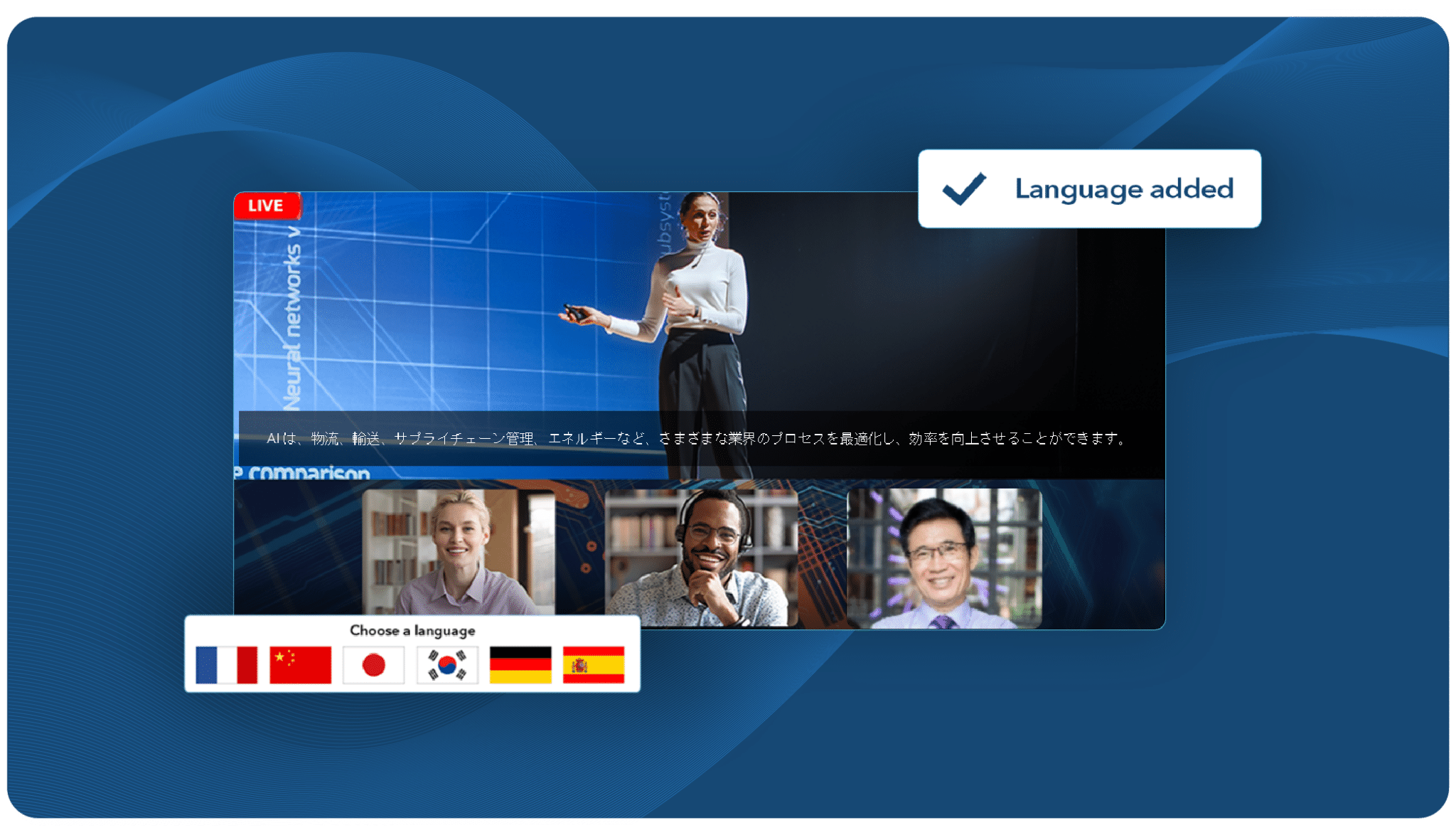 Live translation feature on the Canapii event platform