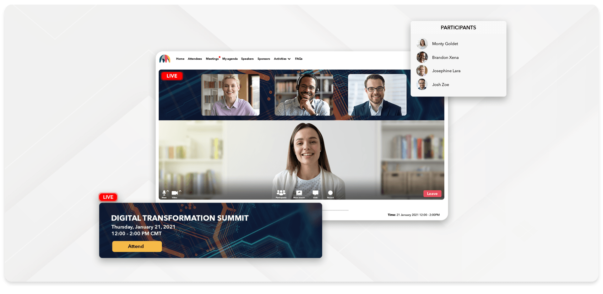 Canapii’s virtual event platform interface, built with AWS cloud technology