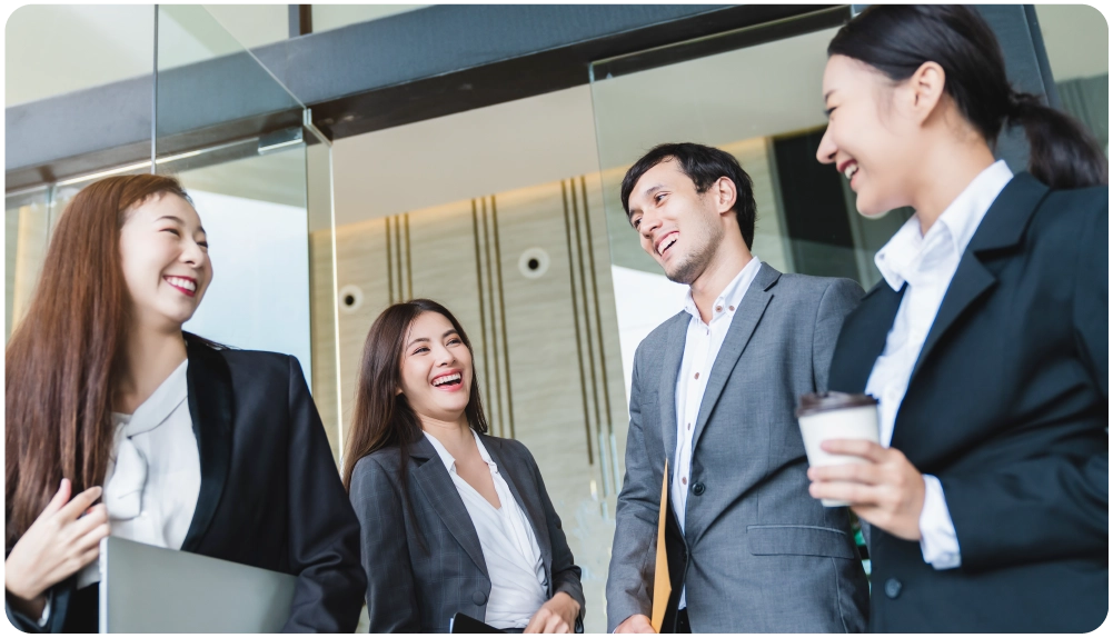 Attendees networking at an event after being matched by shared interests