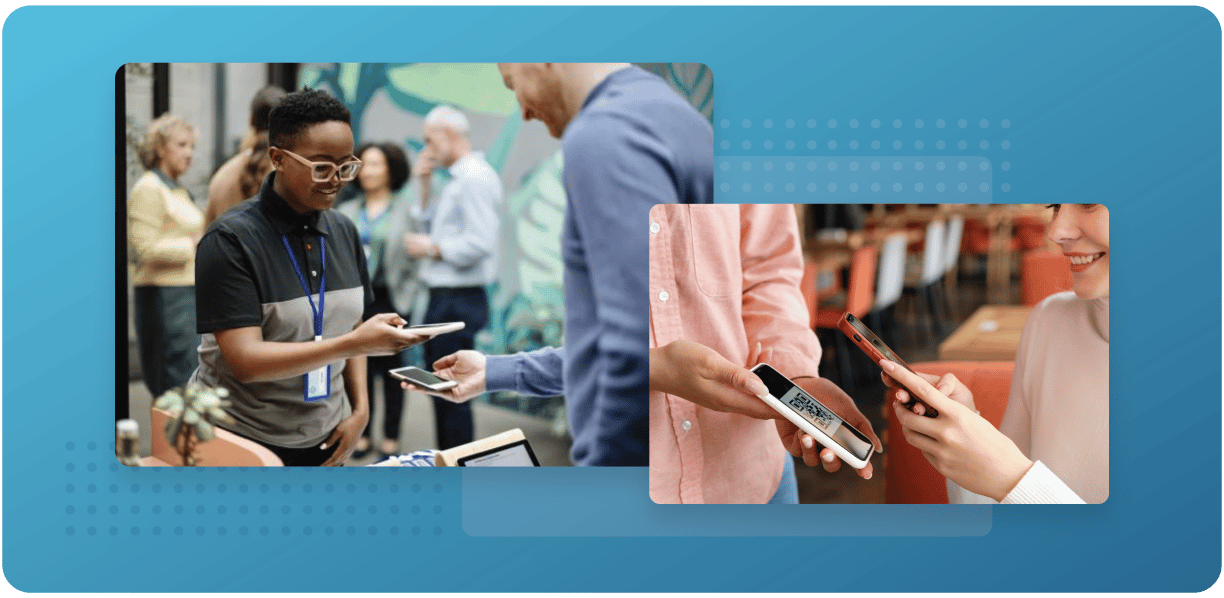 Attendee checking in with a mobile app at an event venue