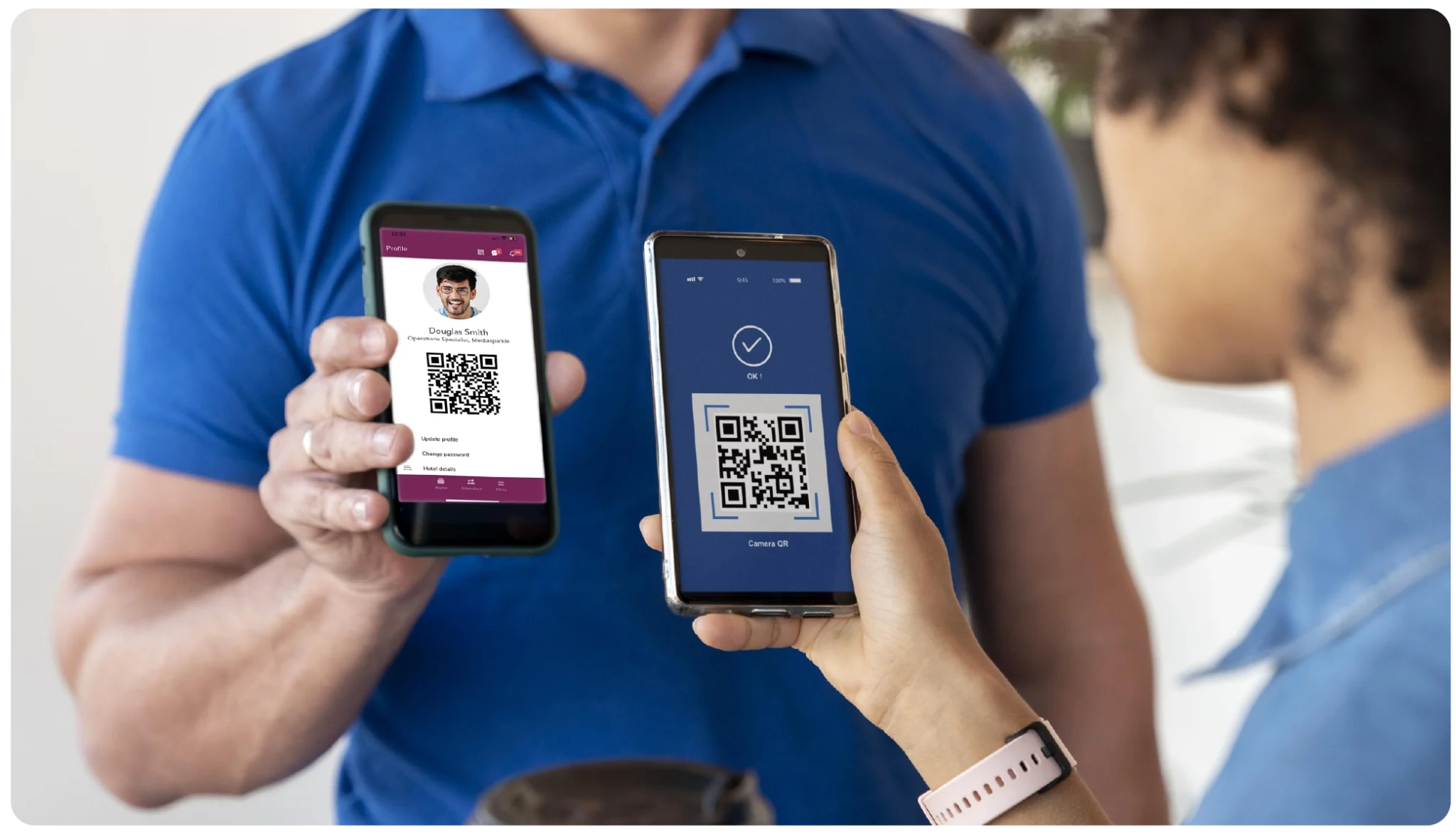 Attendee badge being scanned with QR lead capture at an in-person event