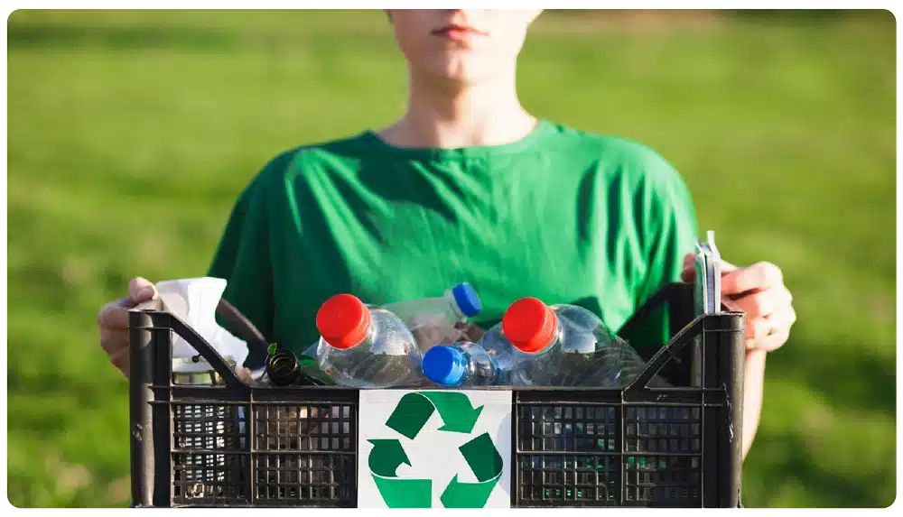 Recycling bins for sorting event waste